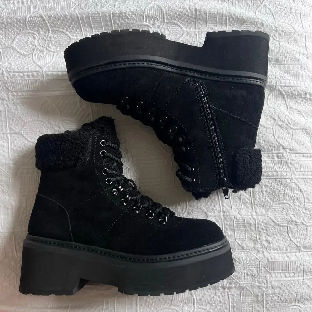 Aqua Women's Thea Lace Up Cold Weather Boots Sz 8M